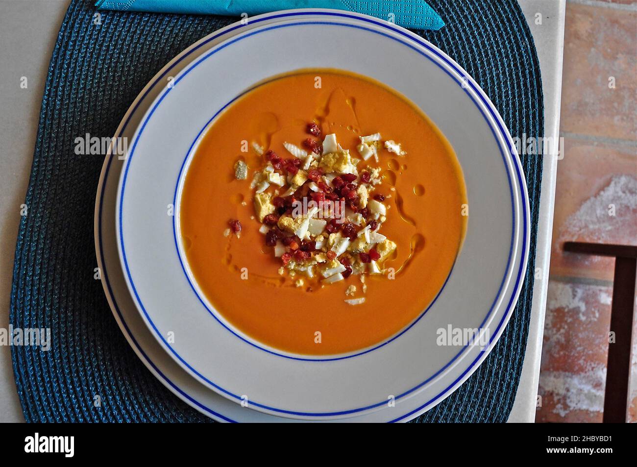 Cold vegetable soup, Spanish soup Salmorejo Stock Photo Alamy