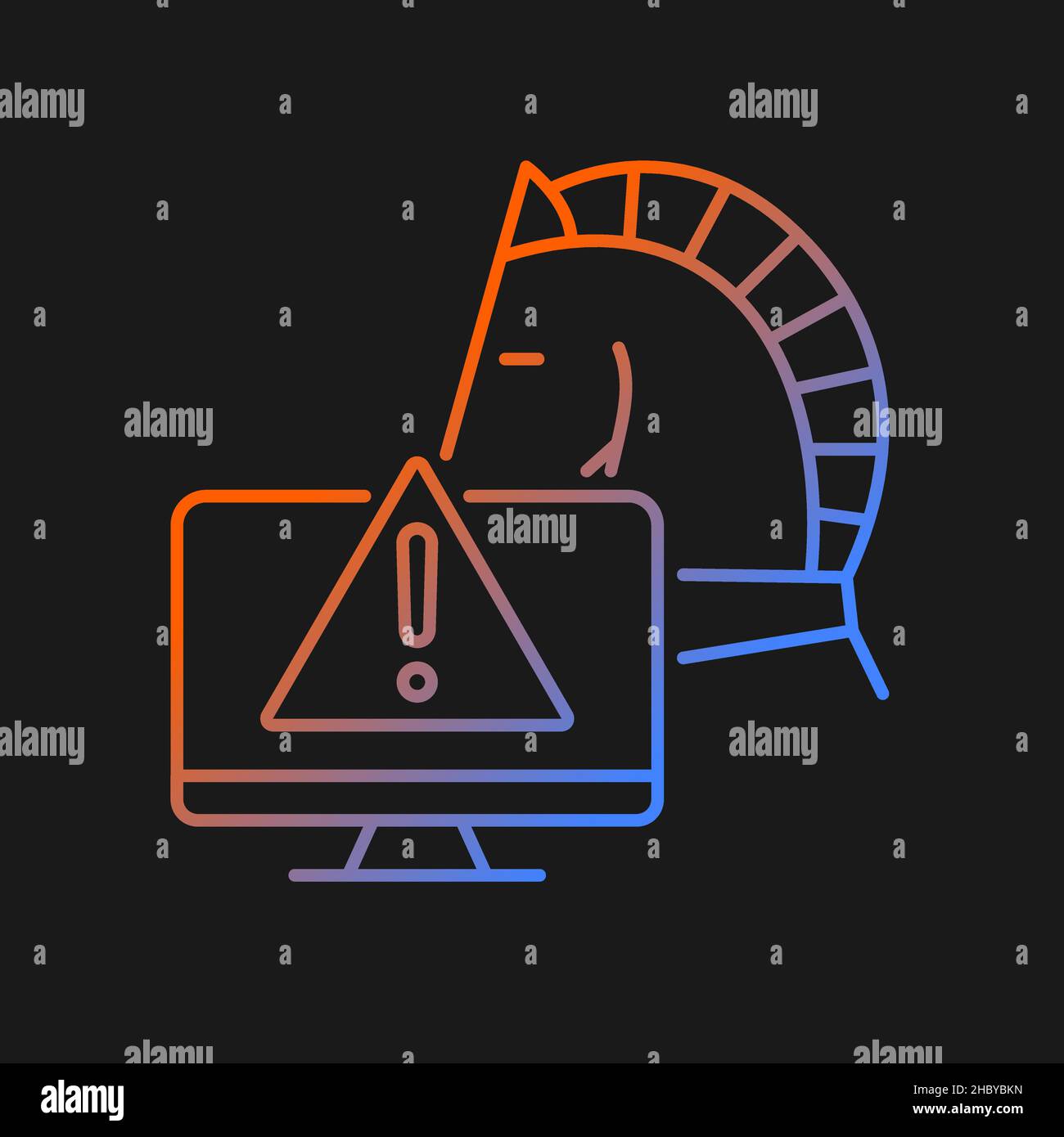 Backdoor trojan gradient vector icon for dark theme Stock Vector