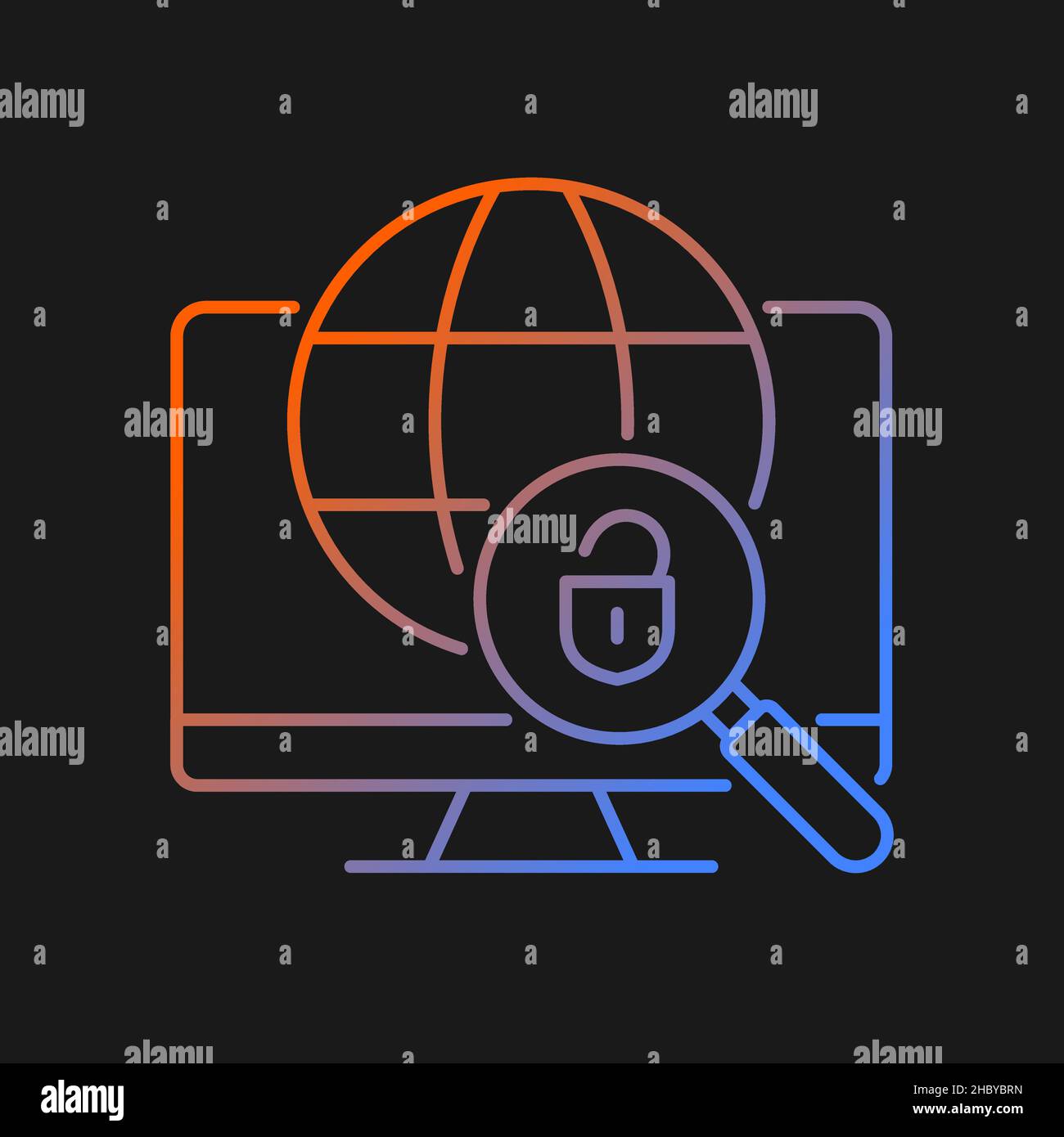 DNS tunneling detecting gradient vector icon for dark theme Stock Vector