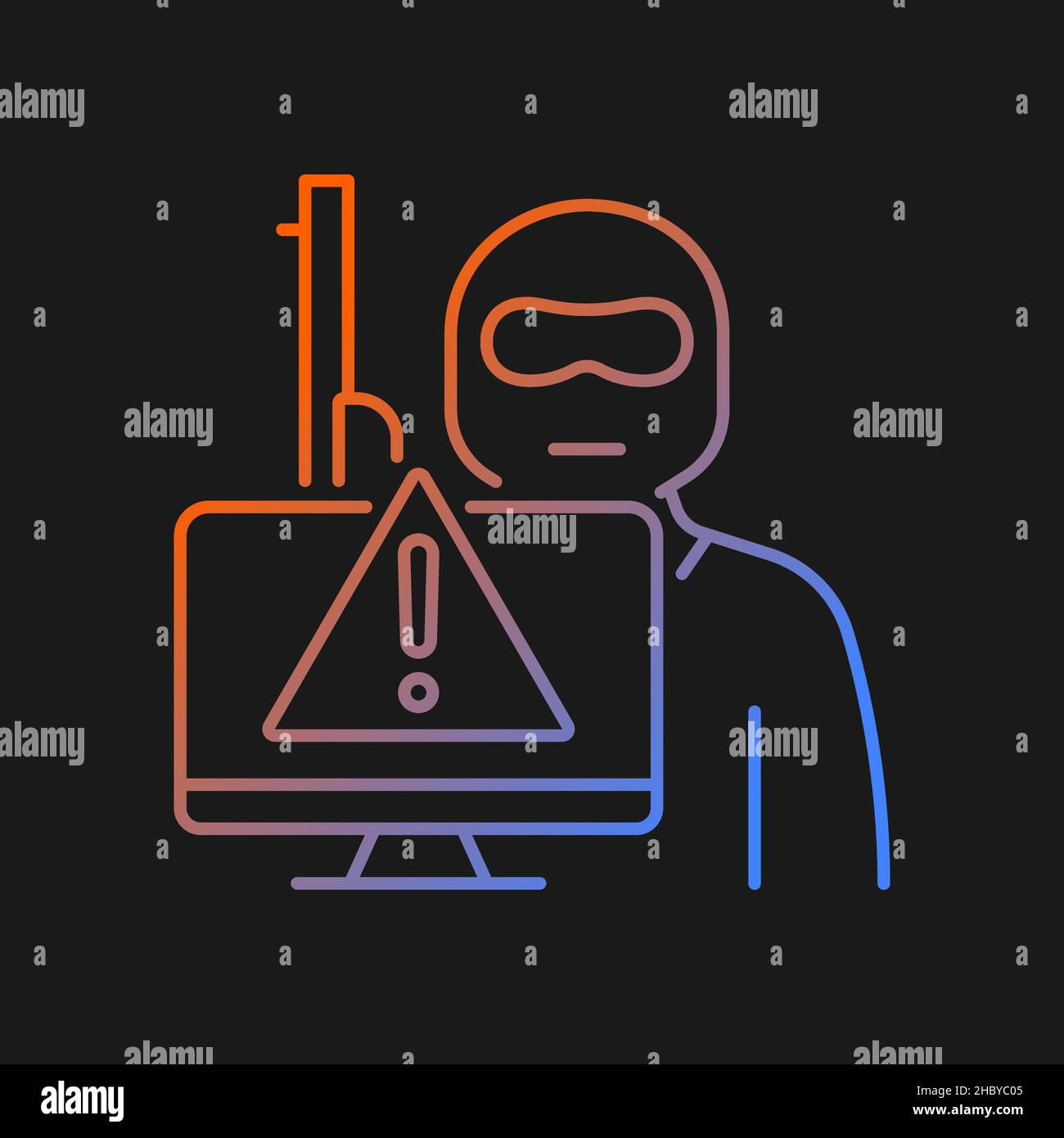 Cyberterrorism gradient vector icon for dark theme Stock Vector