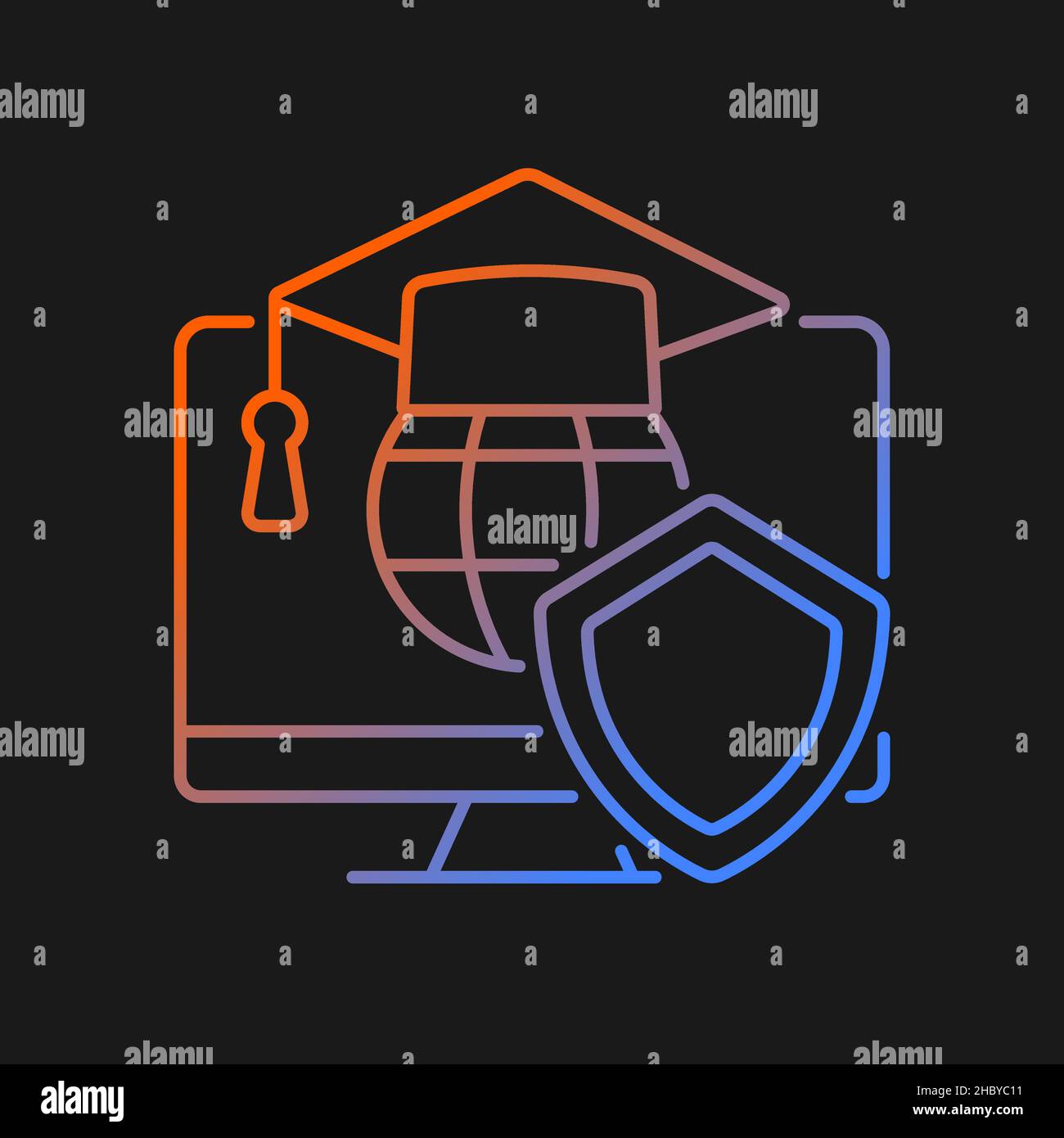 Cybersecurity education gradient vector icon for dark theme Stock Vector