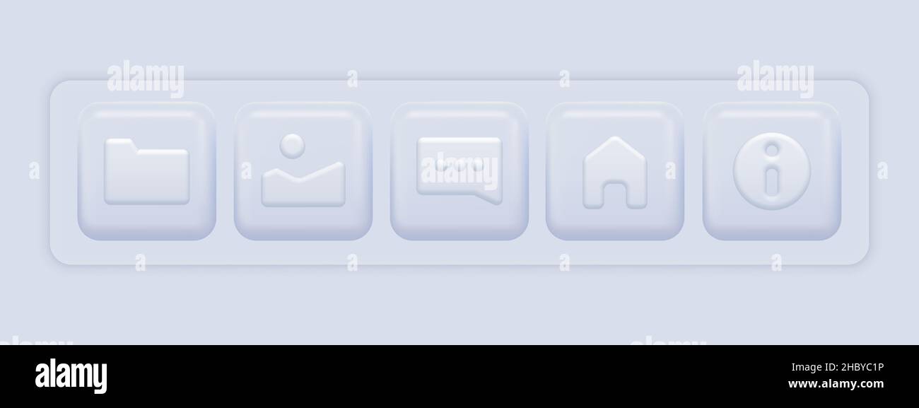 White 3d Icons. App Basic UI Set. Vector illustration Stock Vector