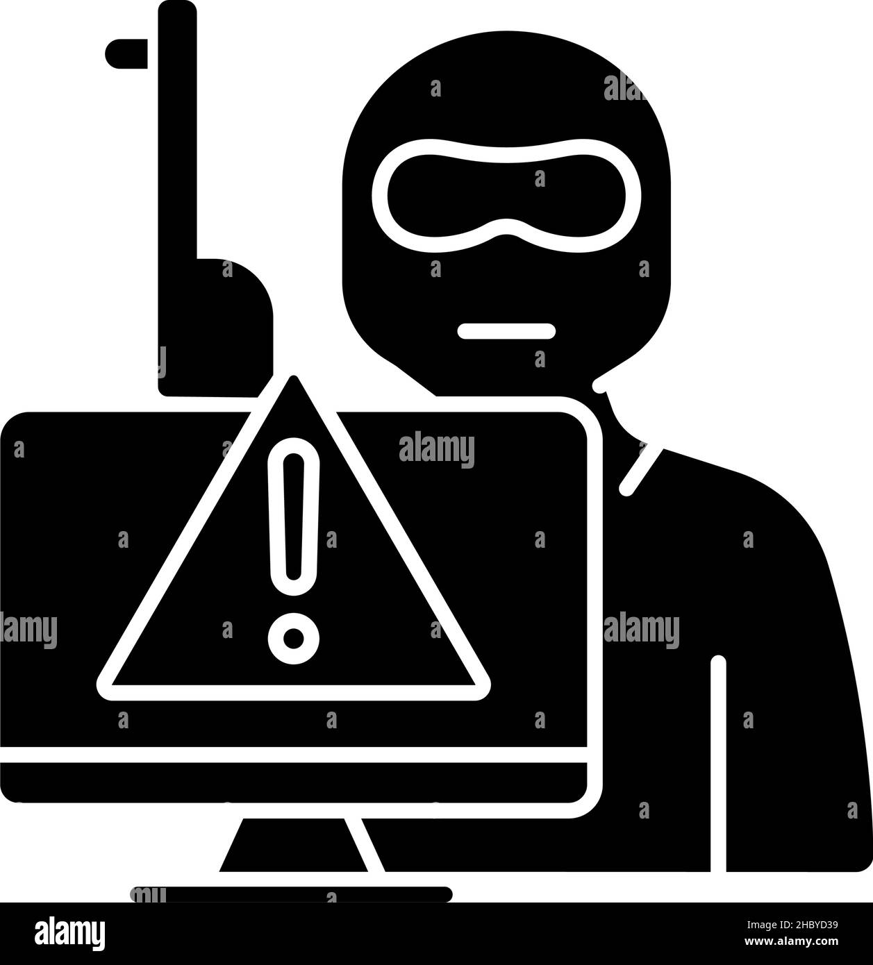 Cyberterrorism black glyph icon Stock Vector