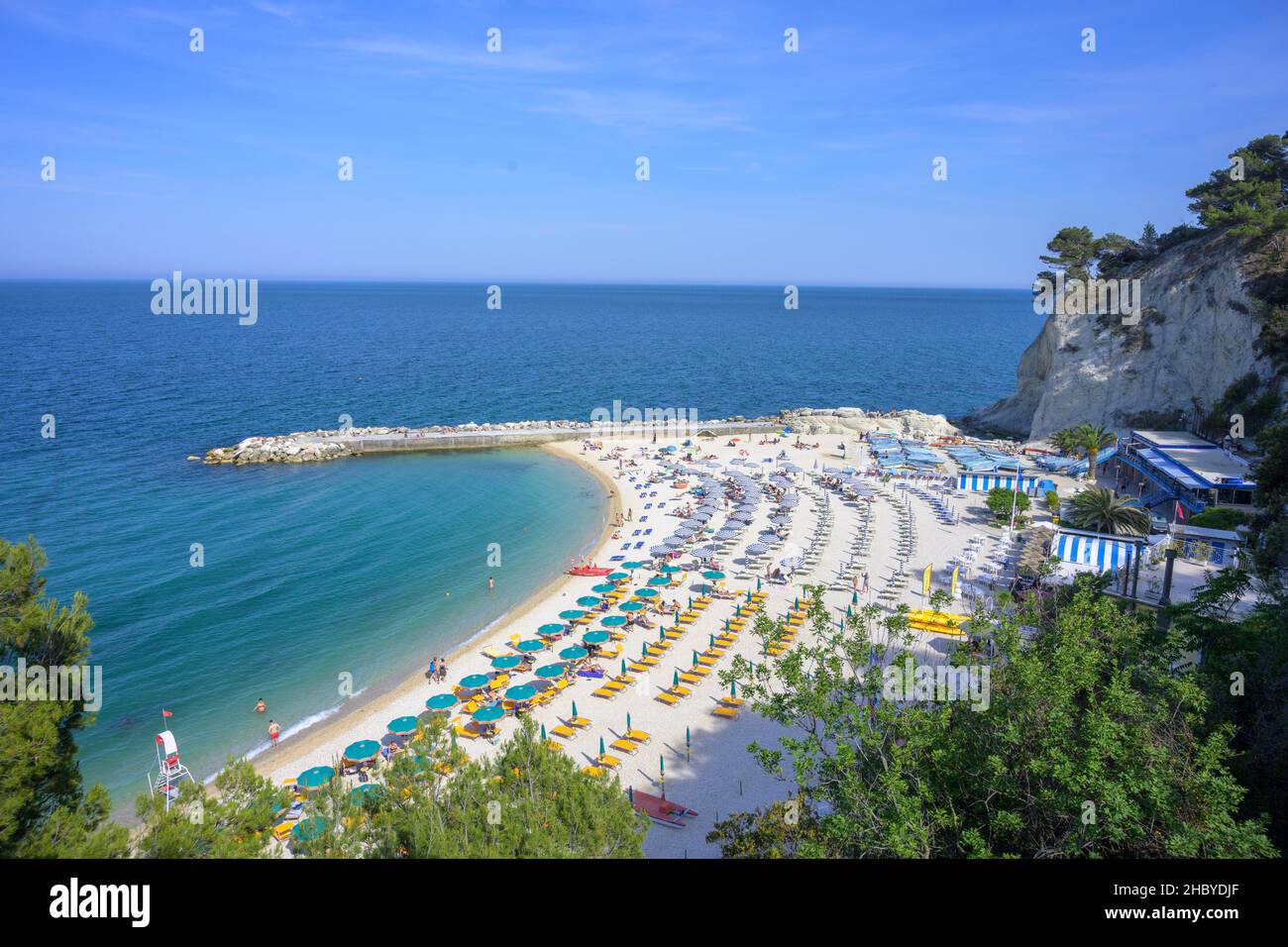 Town beach of Sirolo, province of Ancona, Italy Stock Photo