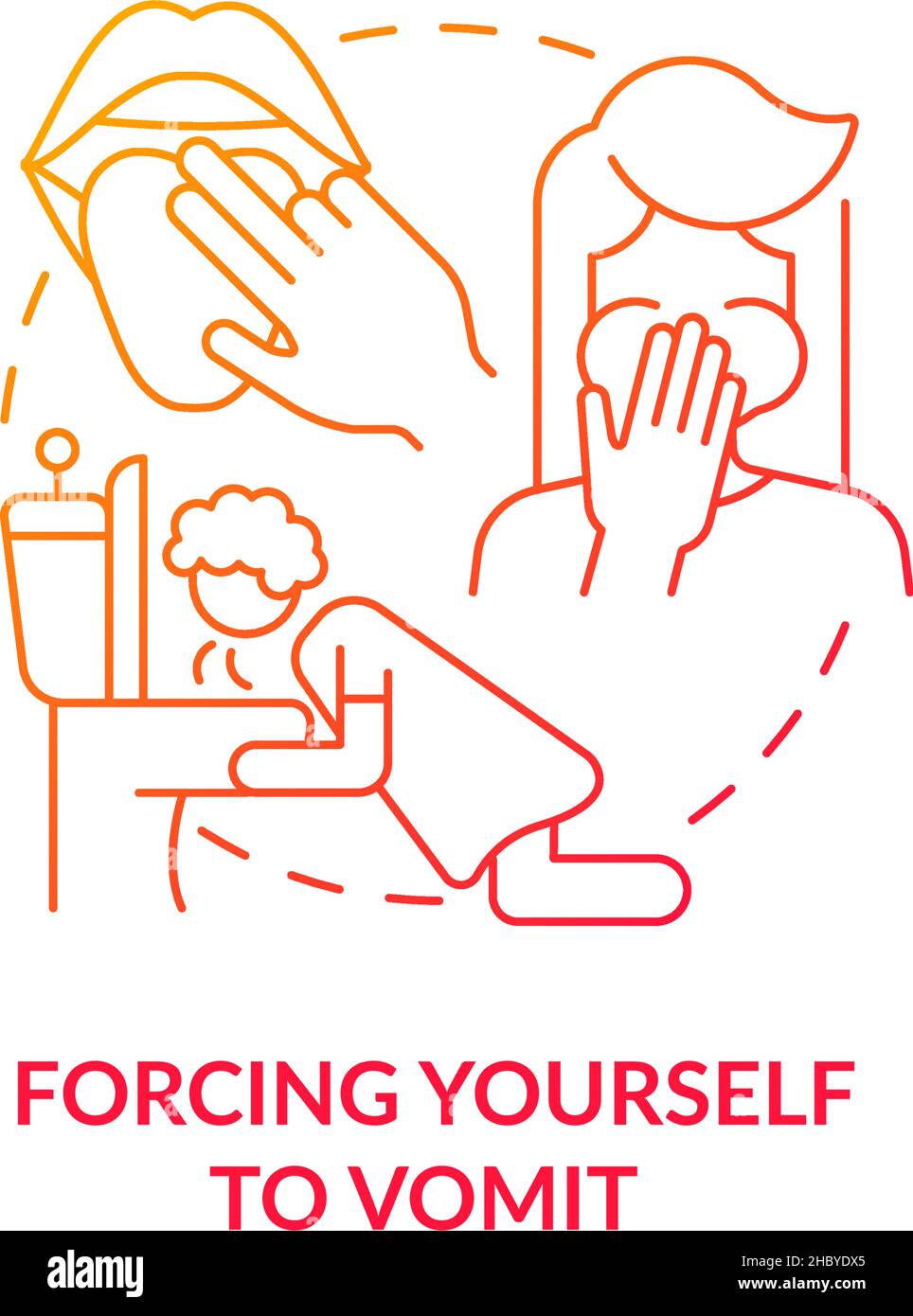 Forcing yourself to vomit red gradient concept icon Stock Vector