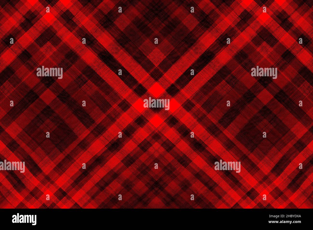 Saturated red color linen fabric background of seamless check pattern Stock Photo