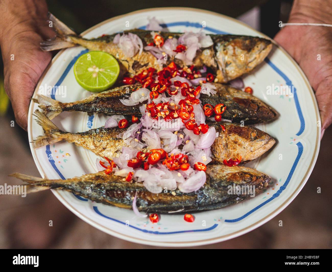 Thai traditional food Spicy deep fried Mackerels Stock Photo Alamy