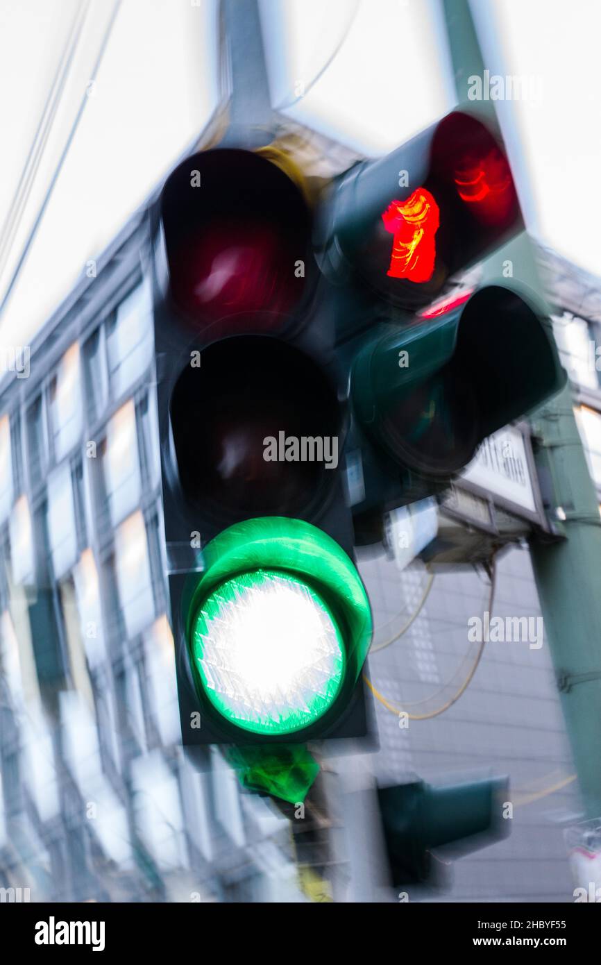 Blurred photos of a traffic light, Berlin, Germany Stock Photo - Alamy