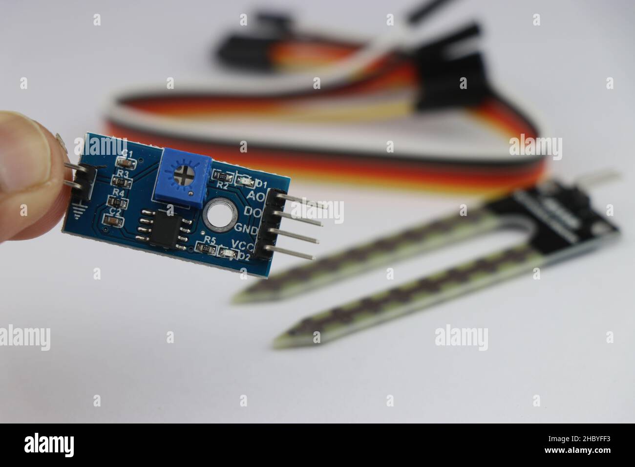 Soil moisture sensor module for converting analog to digital signal