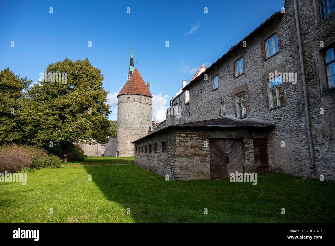 City Wall with Reeperbahn Tower, Revaler City Fortification, Tallinn, Estonia Stock Photo