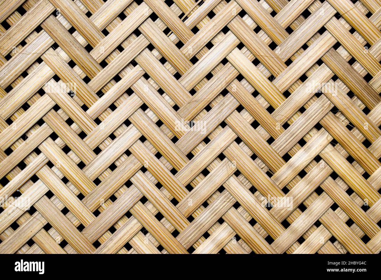 Background picture of natural bamboo mat pattern. Made in Asian, Myanmar. Stock Photo
