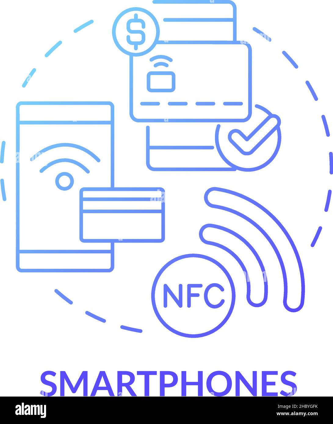 Smartphones blue gradient concept icon Stock Vector