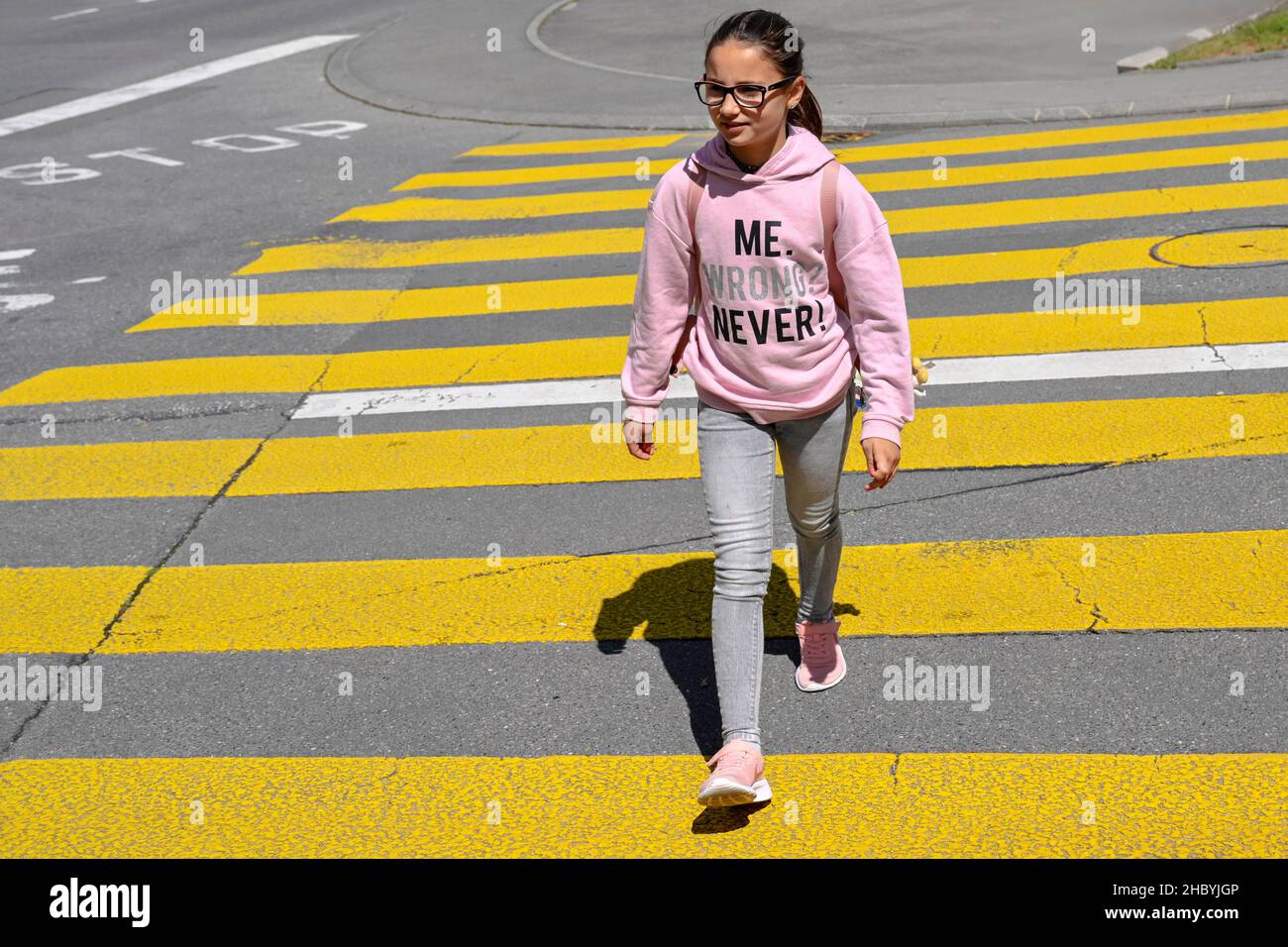 Schoolchild Pedestrian crossing (MR available) Stock Photo