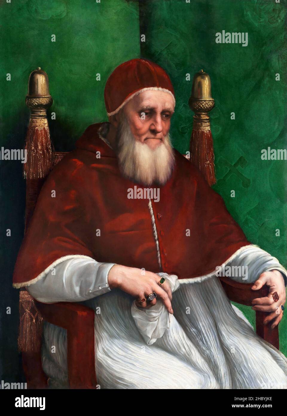 Raphael / Raffaello - Portrait of Pope Julius II (1511) famous painting. Stock Photo