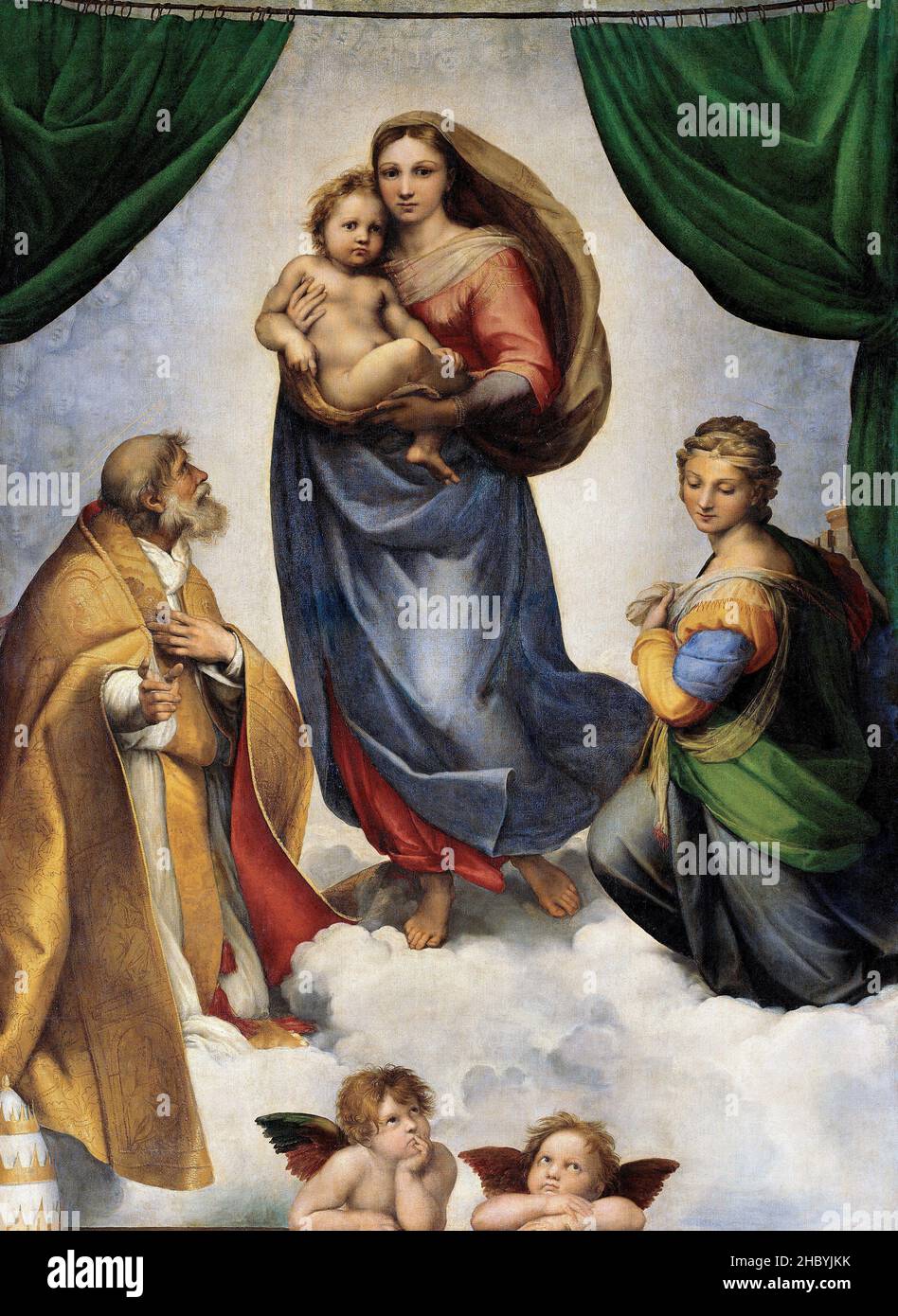 Raphael / Raffaello - The Sistine Madonna (1512) famous painting. Stock Photo