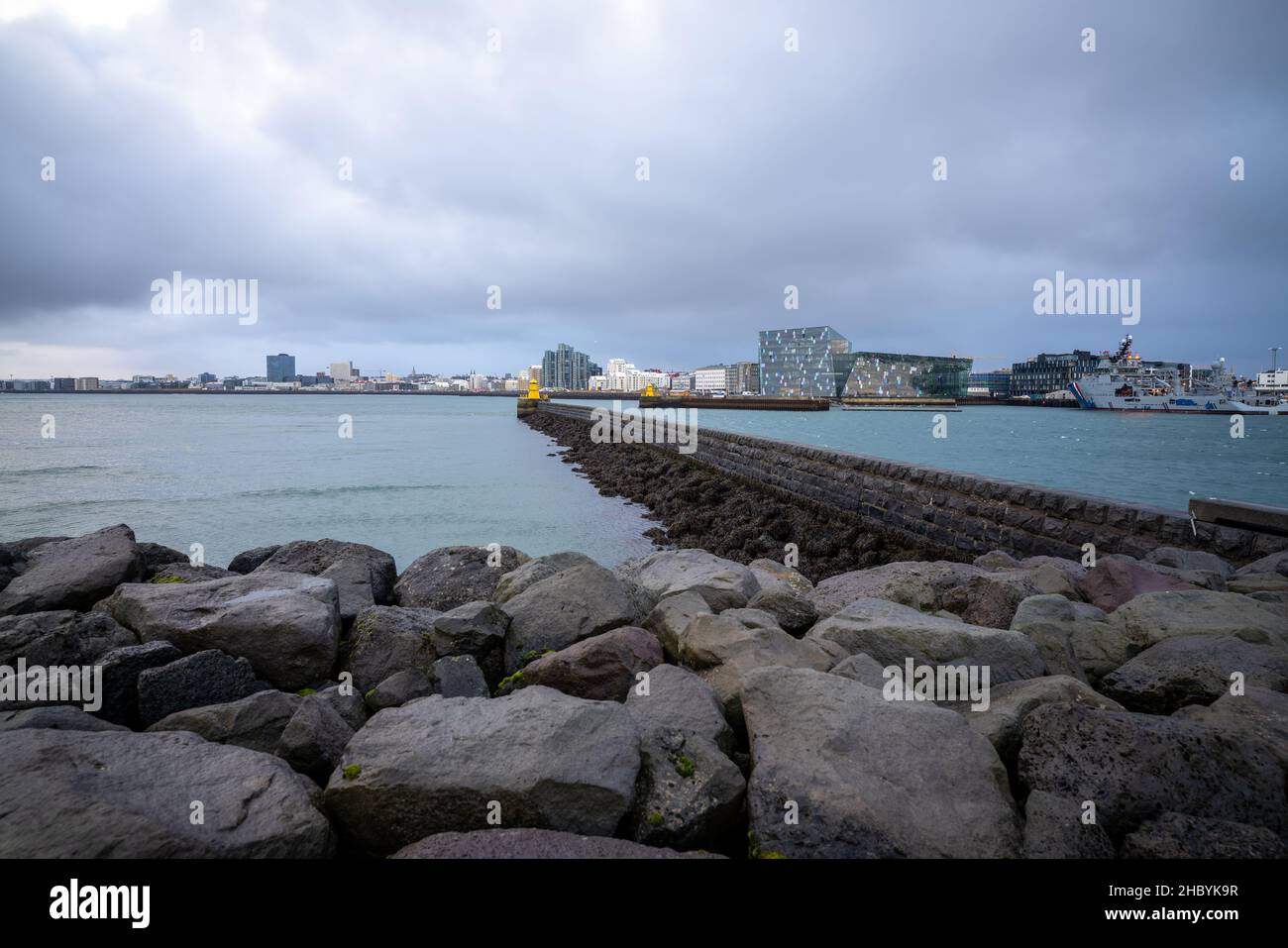 Reykjavick Harbour wall in Iceland Stock Photo