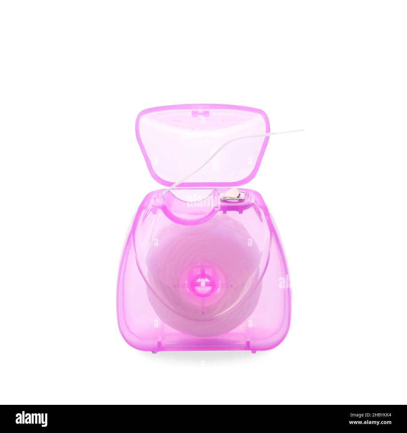 Pink dental floss on white background Stock Photo Alamy