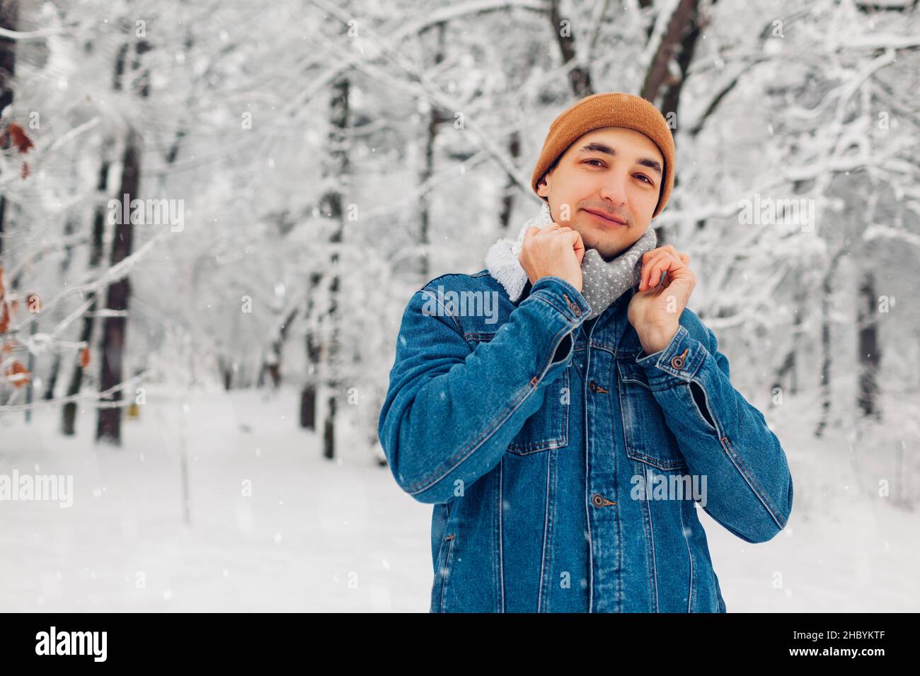 Male posing wearing winter jacket hi-res stock photography and images ...