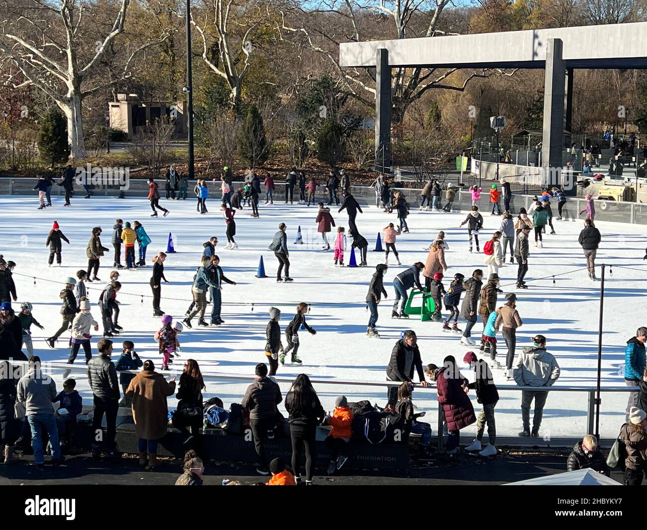 People enjoy ice skating at LeFrak Center at Lakeside skating rinks in