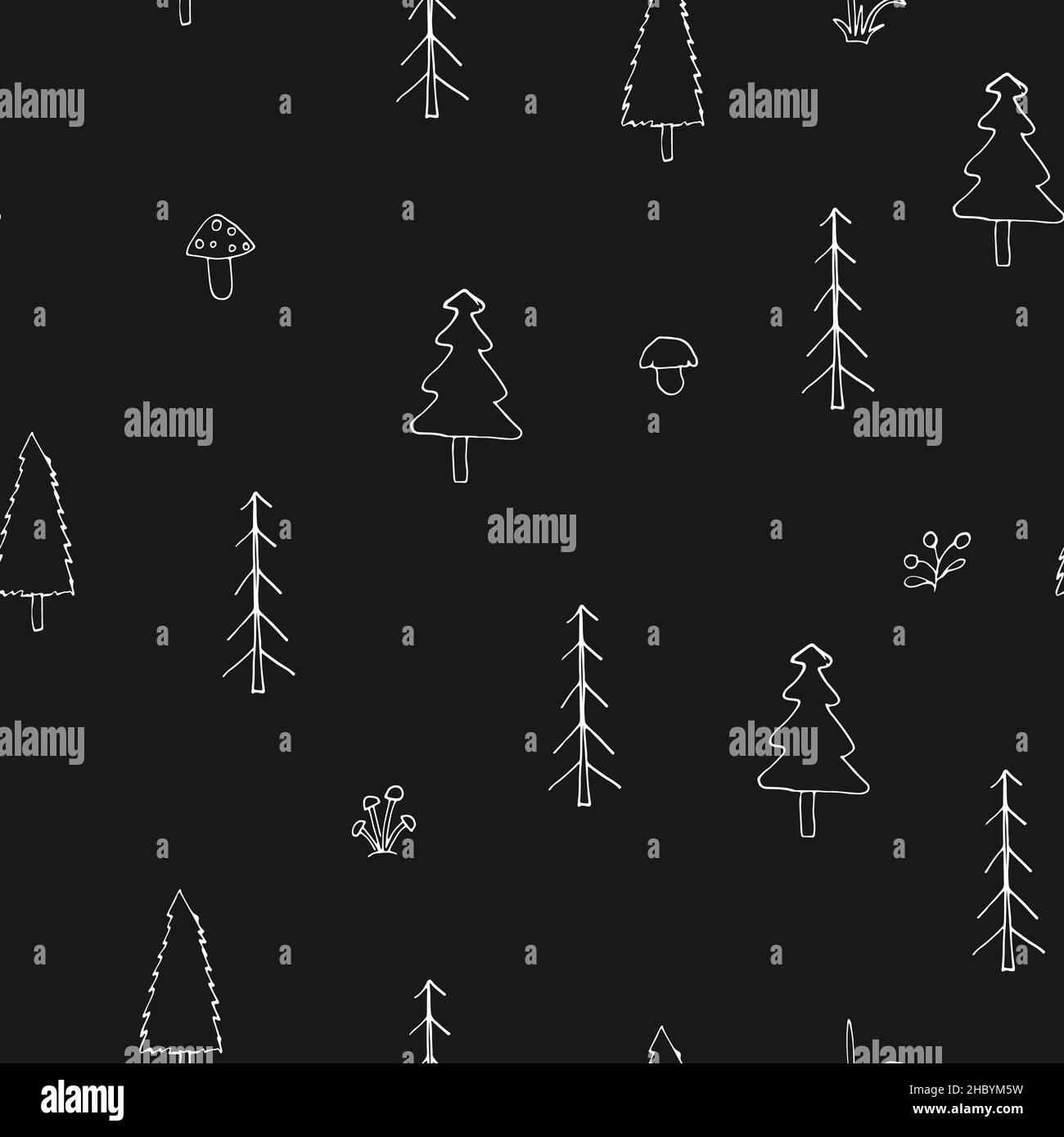 Woodland Seamless pattern, Forest background. Cute cartoon trees and ...