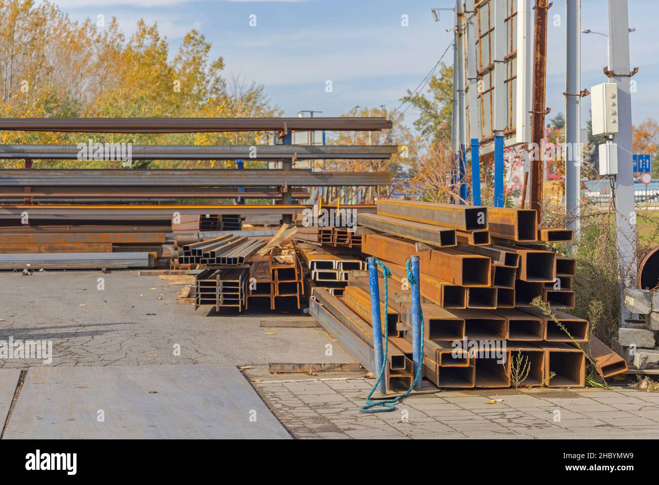 Long Steel Beams Metal Tubes Warehouse Outside Storage Stock Photo Alamy