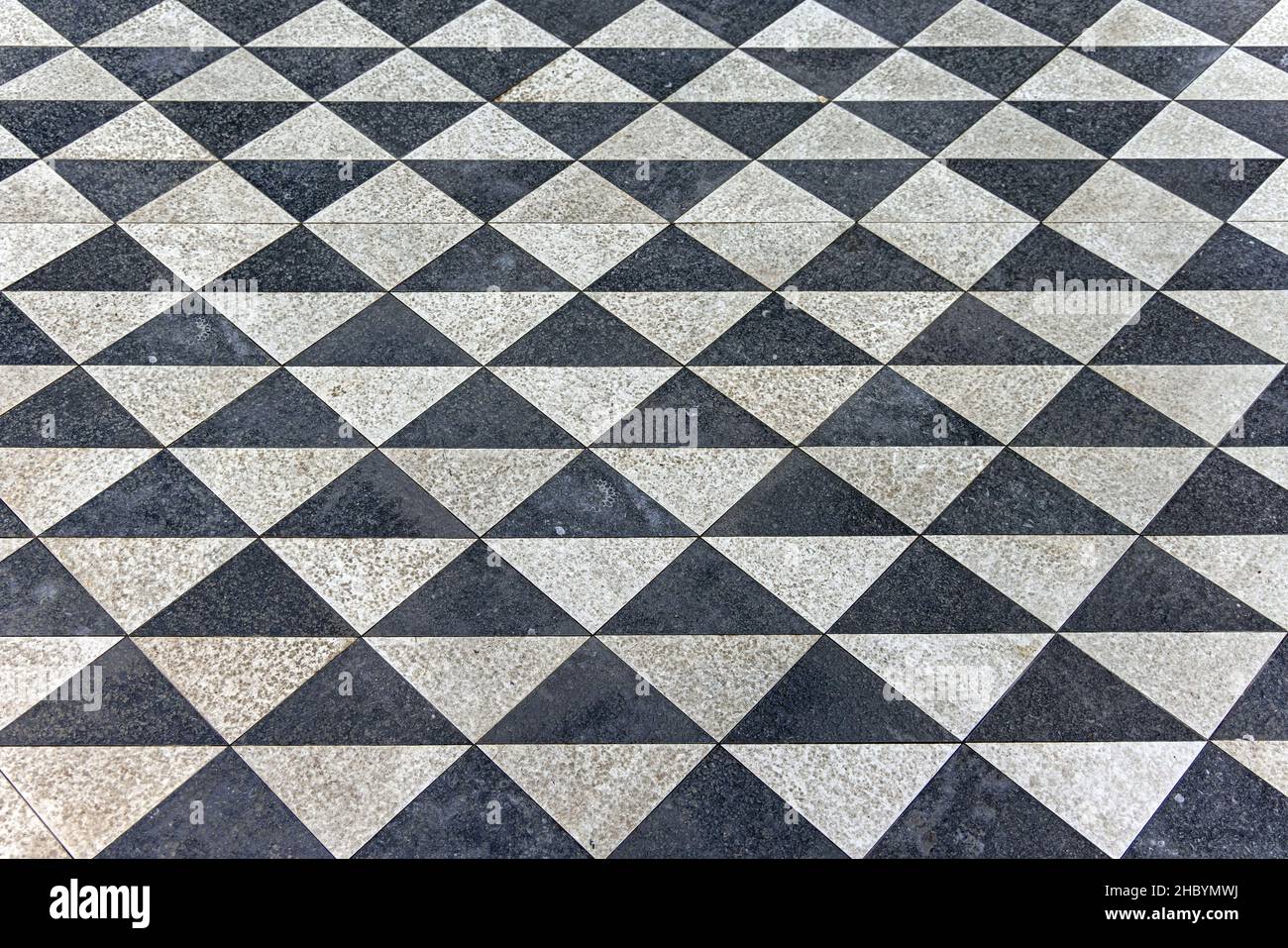 Black and White Triangular Geometric Floor Tiles Pattern Stock Photo ...