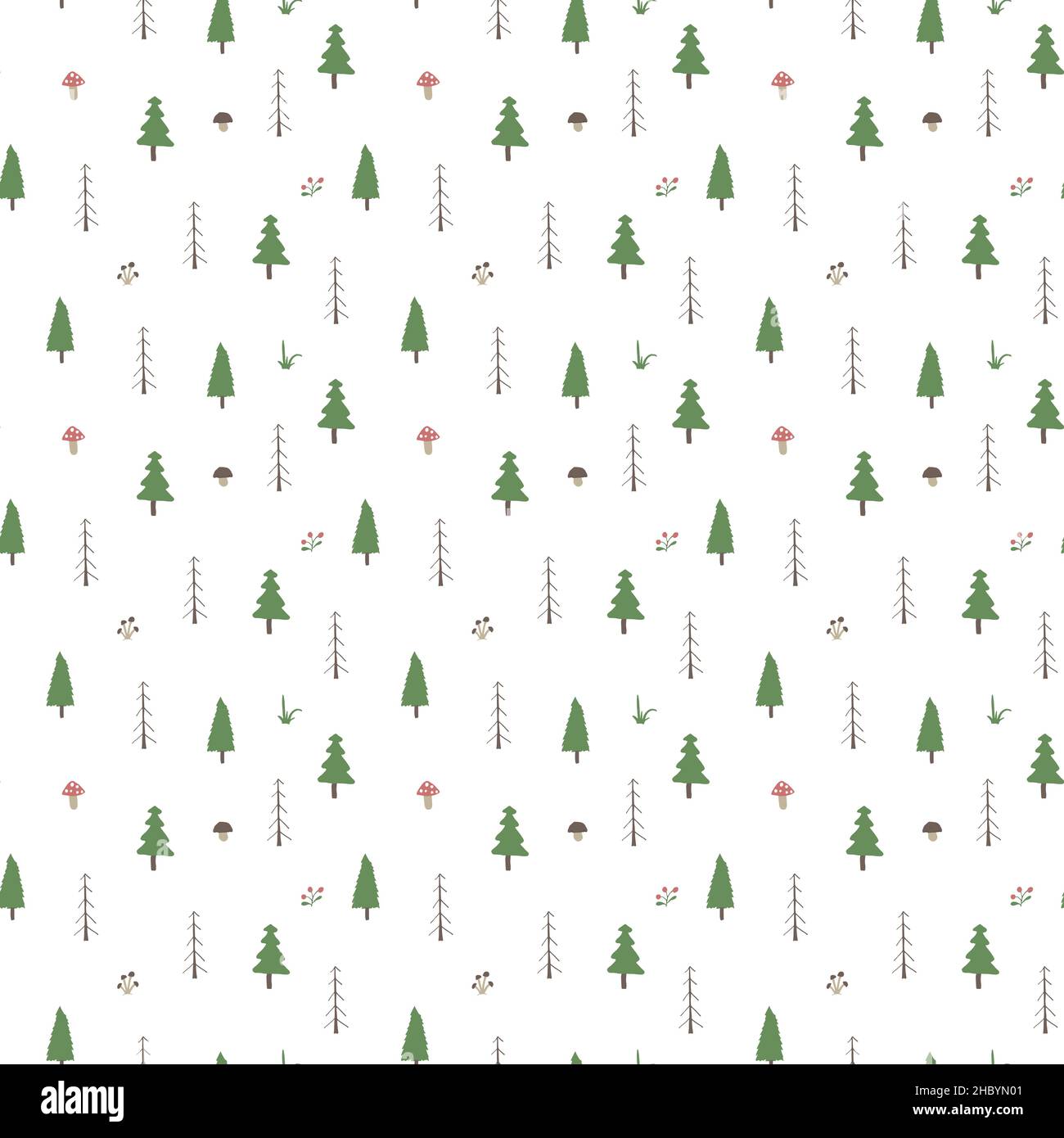 Woodland Seamless pattern, Forest background. Cute cartoon trees and ...