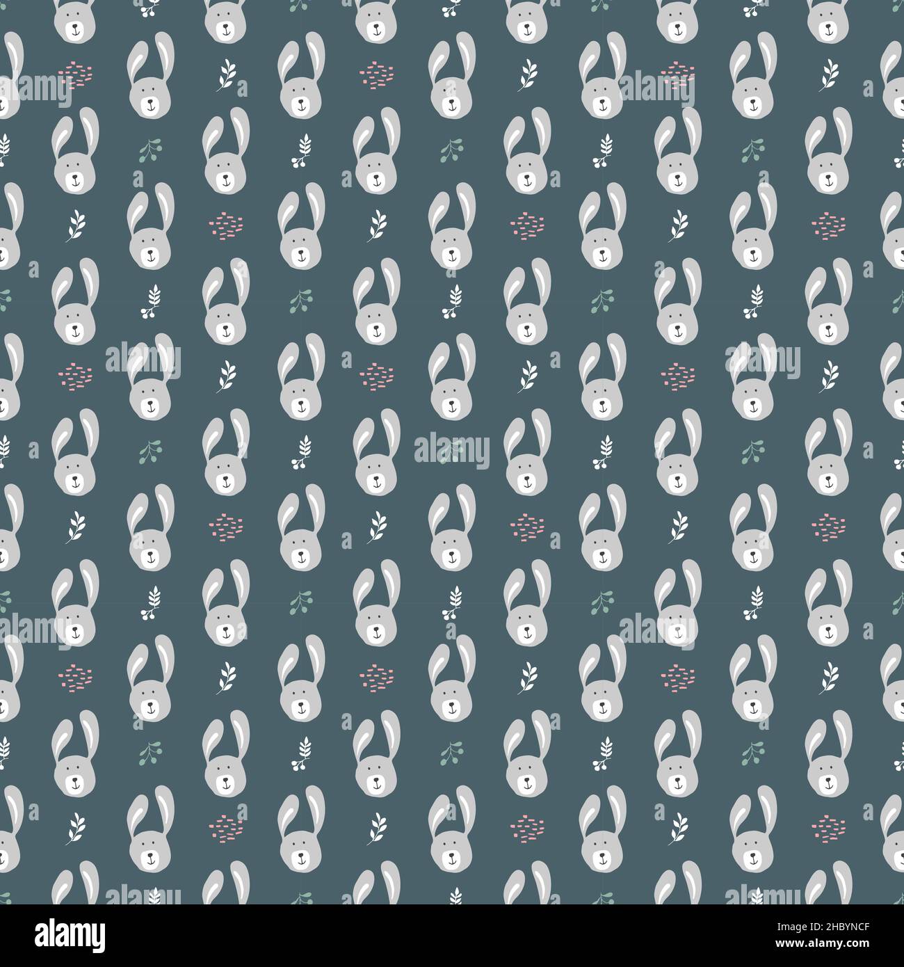 Cute rabbit Seamless pattern. Cartoon Animals in forest background ...