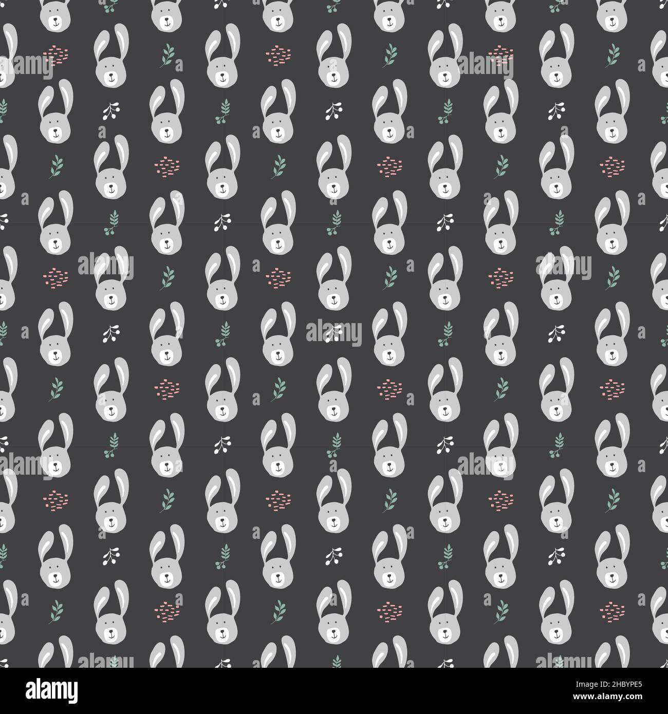 Cute rabbit Seamless pattern. Cartoon Animals in forest background ...