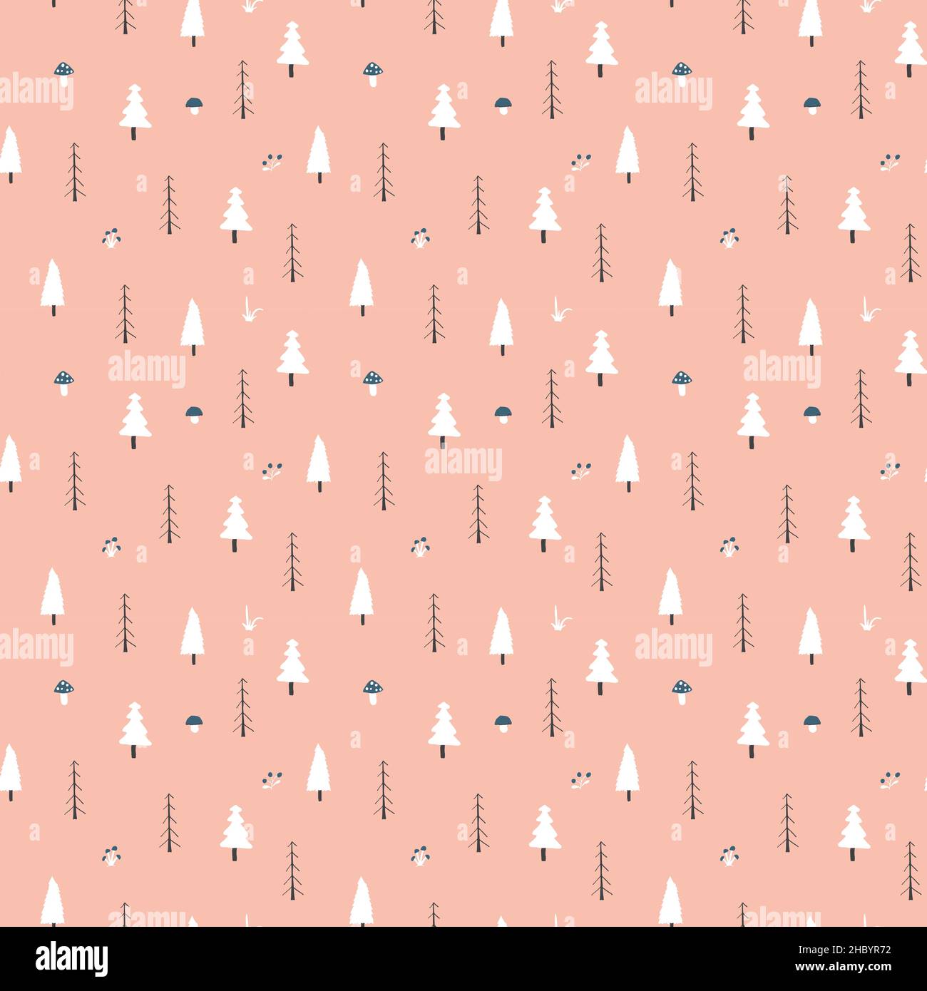 Woodland Seamless pattern, Forest background. Cute cartoon trees and ...