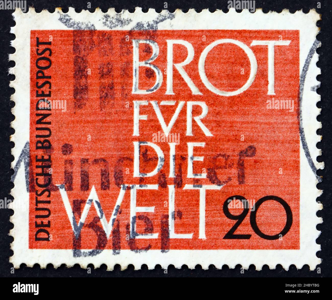 GERMANY - CIRCA 1962: a stamp printed in the Germany shows Bread for the World, Advent Collection of the Protestant Church in Germany, circa 1962 Stock Photo