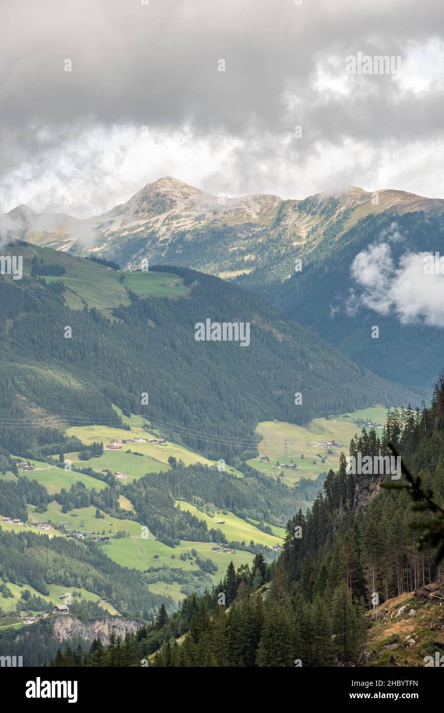 View from the valley of Krimml in the High Tauern, Austria Stock Photo