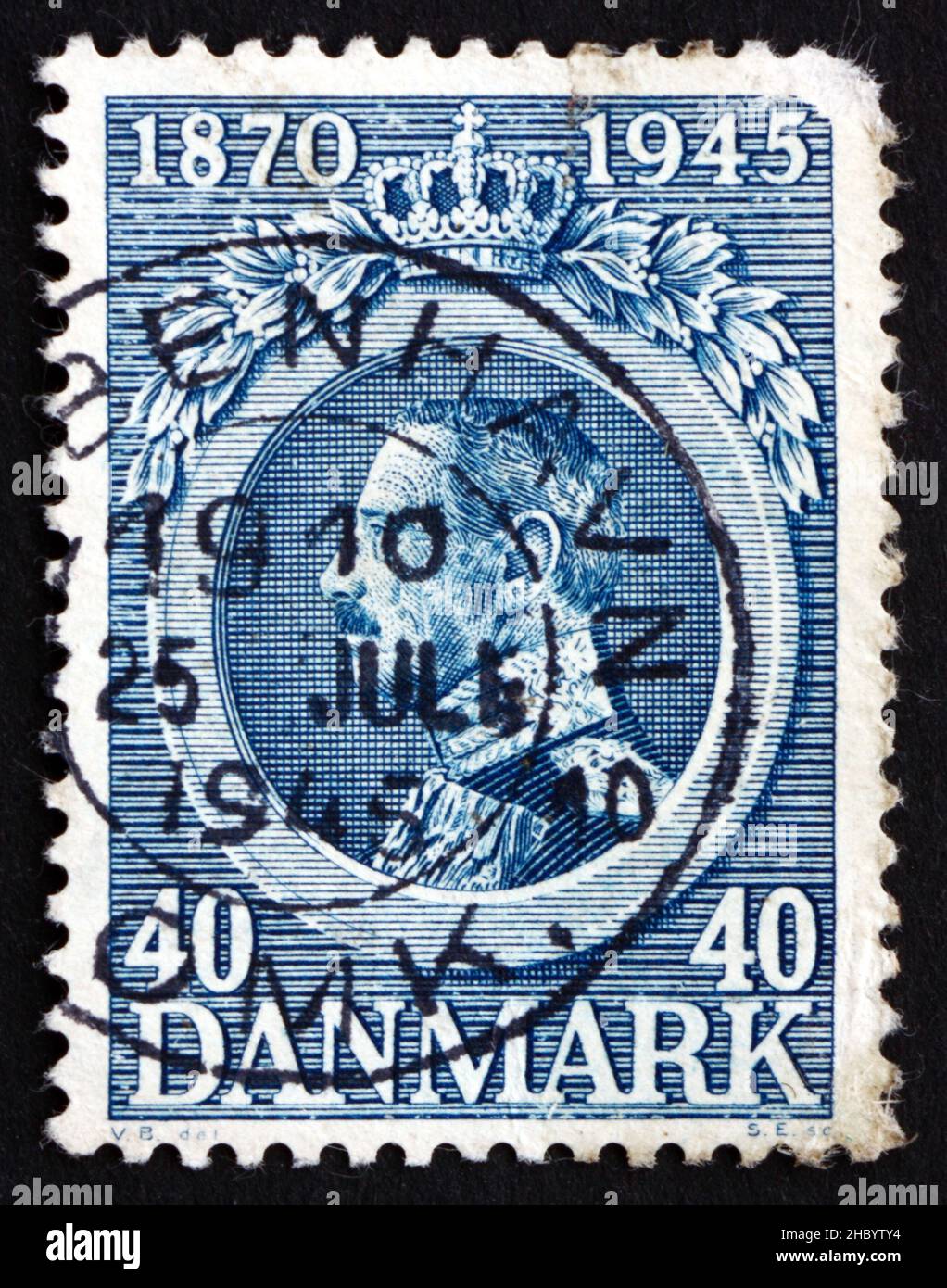 DENMARK - CIRCA 1921: a stamp printed in the Denmark shows King Christian X, King of Denmark, circa 1921 Stock Photo