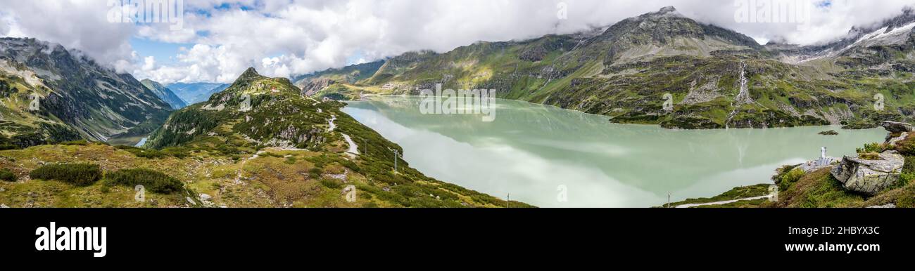 Panoramic landscape of lake Tauernmoos in the High Tauern National Park, Austria Stock Photo