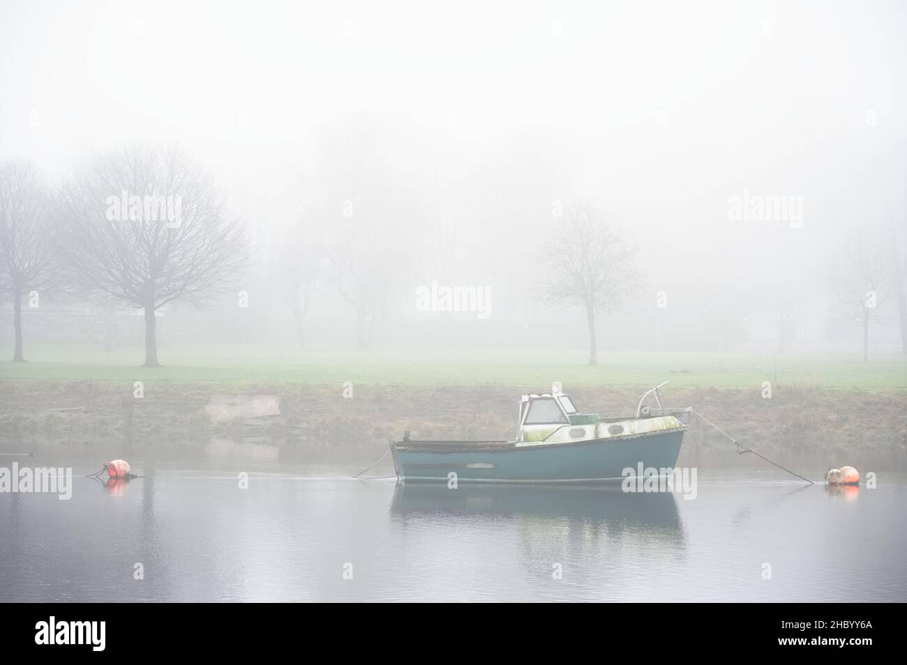Old boat derelict on River Leven in Dumbarton Stock Photo Alamy
