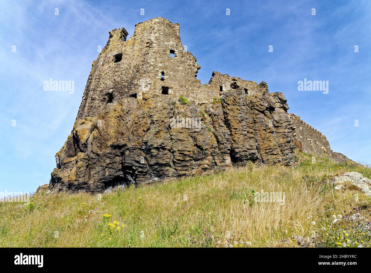 Remains of 13th century Dunure Castle on Ayrshire coastline south of