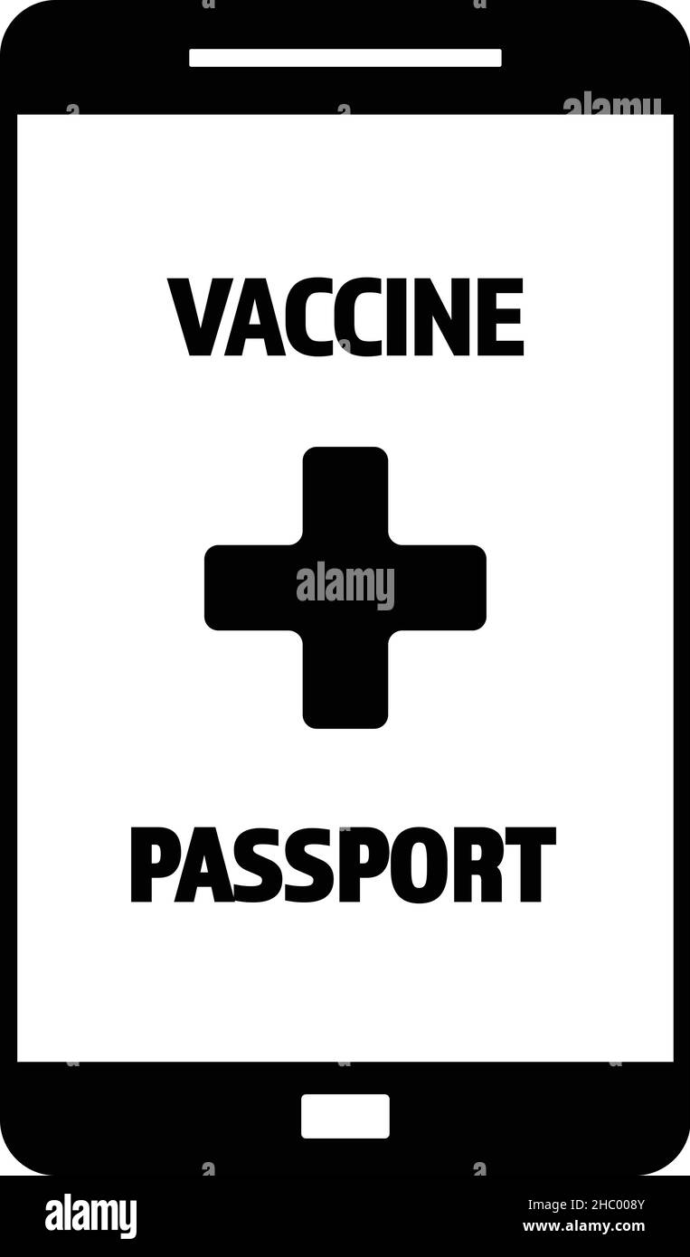 Vaccine passport app on smartphone vector - vaccination travel application on mobile device with sign of immunity from Covid-19 for safe travel Stock Vector