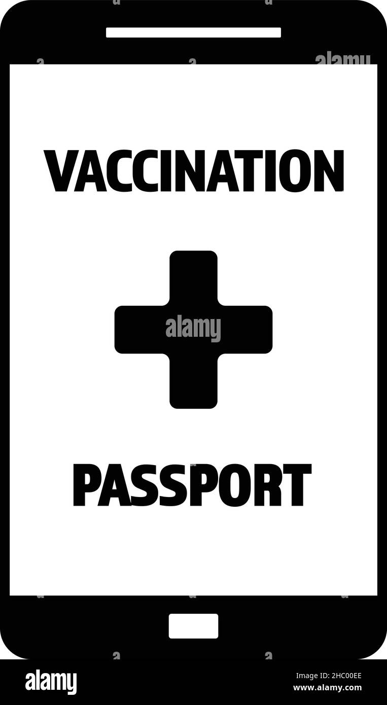 Vaccine passport app on smartphone vector - vaccination travel application on mobile device with sign of immunity from Covid-19 for safe travel Stock Vector