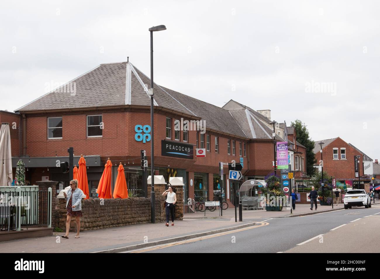 Shoppers on the High Street in West Bridgford, Nottingham in the UK