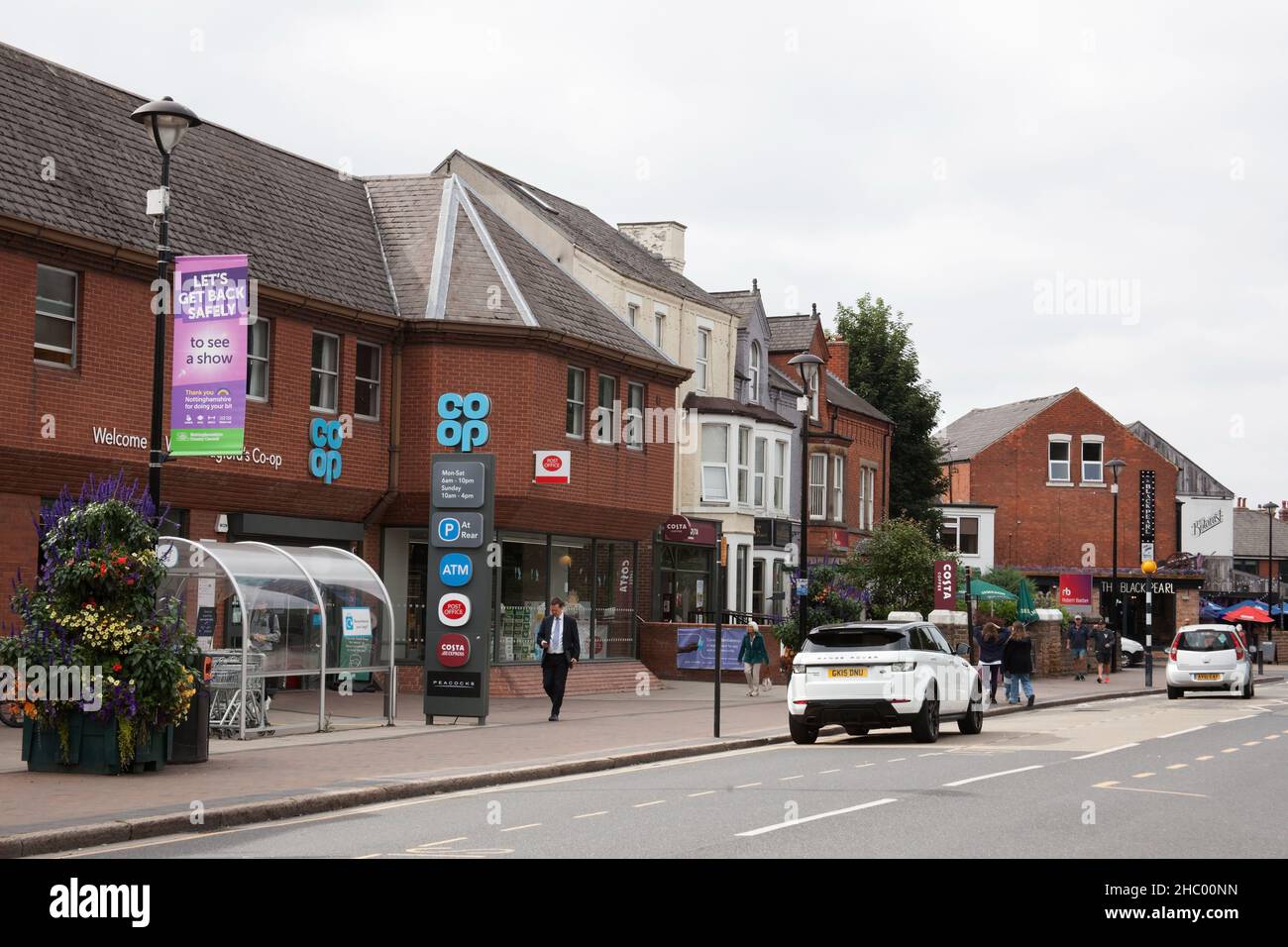 Shoppers on the High Street in West Bridgford, Nottingham in the UK