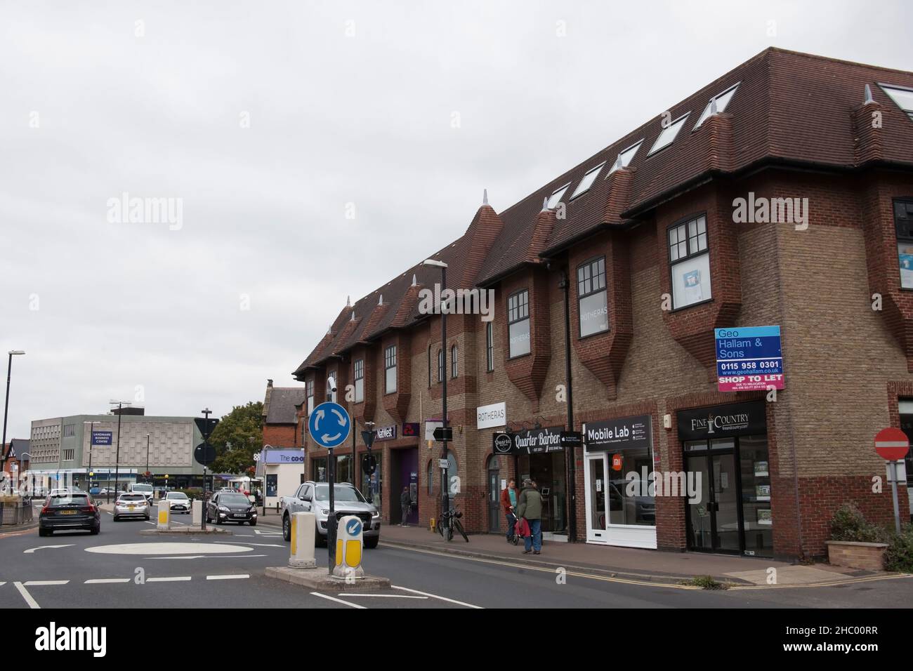 A row of shops and restaurants in West Bridgford, Nottinghamshire in