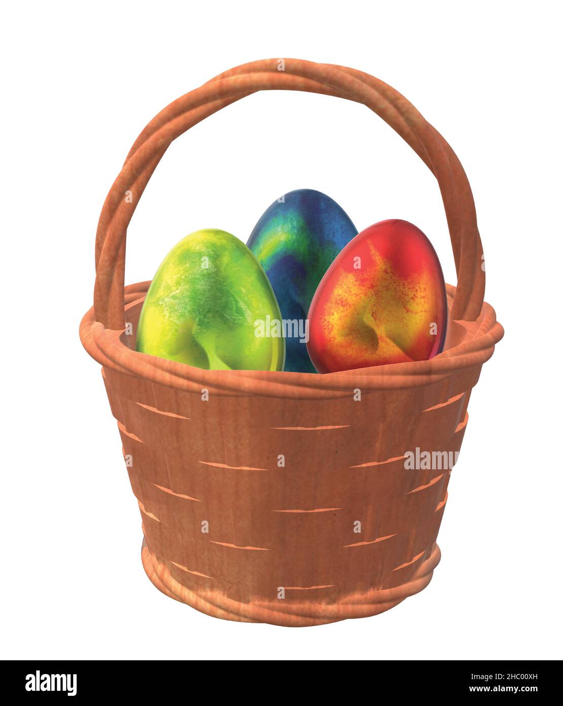 Easter Eggs in Wooden Basket Stock Vector