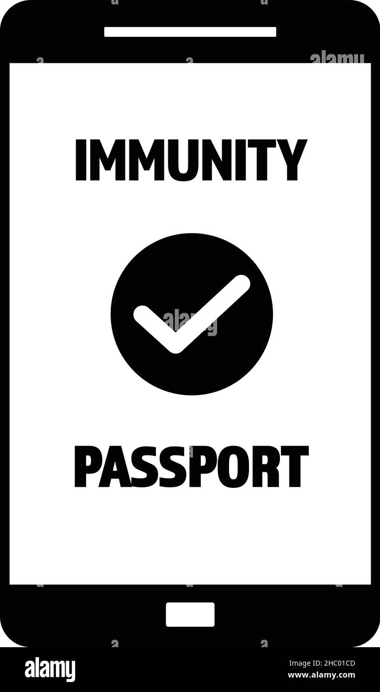 Vaccine passport app on smartphone vector - vaccination travel application on mobile device with sign of immunity from Covid-19 for safe travel Stock Vector
