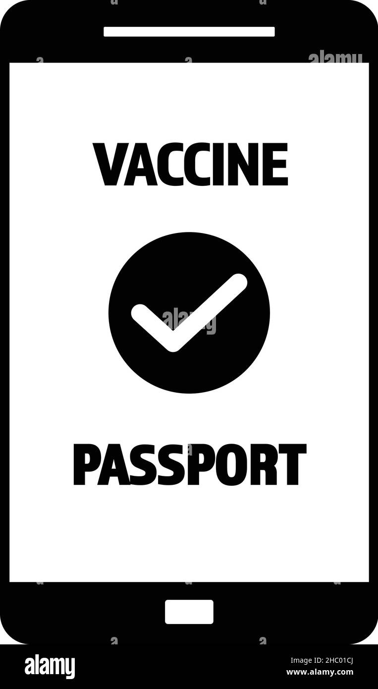 Vaccine passport app on smartphone vector - vaccination travel application on mobile device with sign of immunity from Covid-19 for safe travel Stock Vector