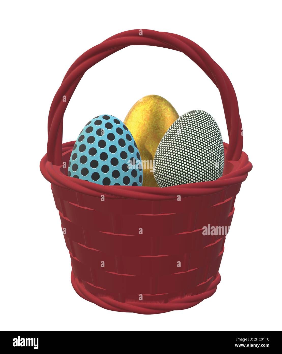 Easter Eggs in Dark Red Basket Stock Vector