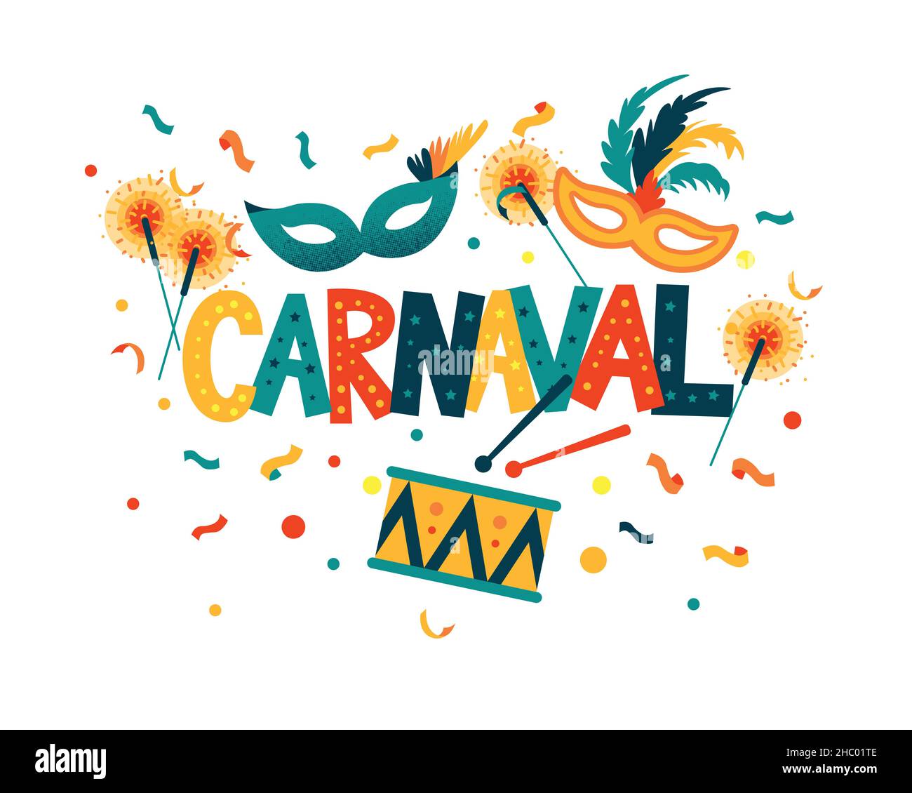 Carnival hand lettering text as banner, card, logo, icon, invitation ...