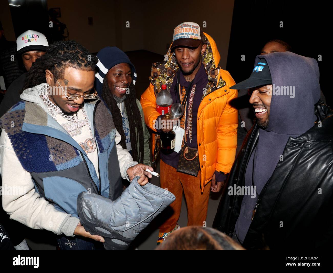 Los Angeles, Ca. 21st Dec, 2021. Quavo and Kanye West at Offset's 30th Birthday Party hosted by Cardi B at Sneakertopia LA in Los Angeles, California on December 21, 2021. Credit: Walik Goshorn/Media Punch/Alamy Live News Stock Photo
