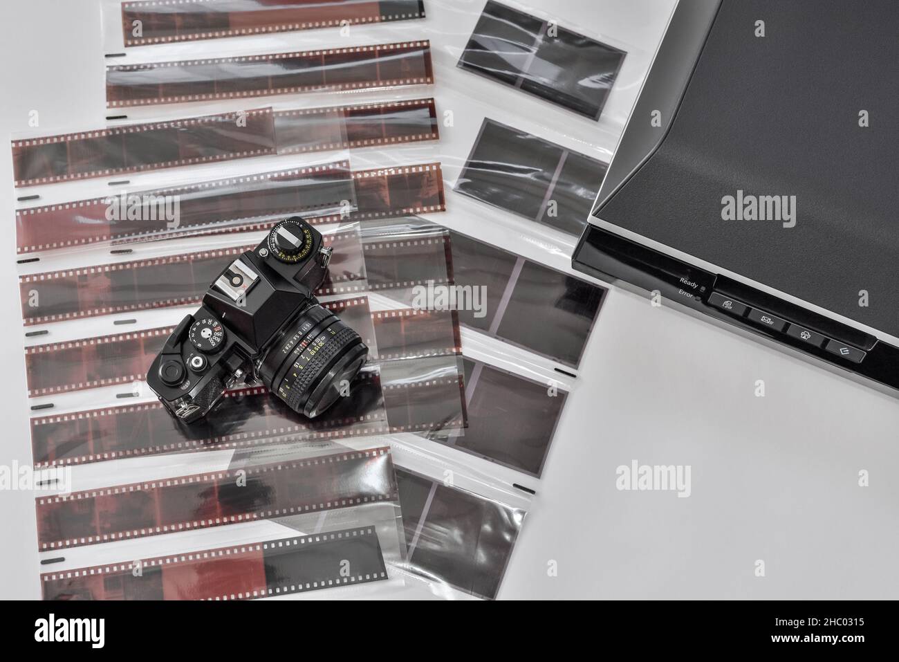 Film photography and scanning photo negatives using a scanner. Film