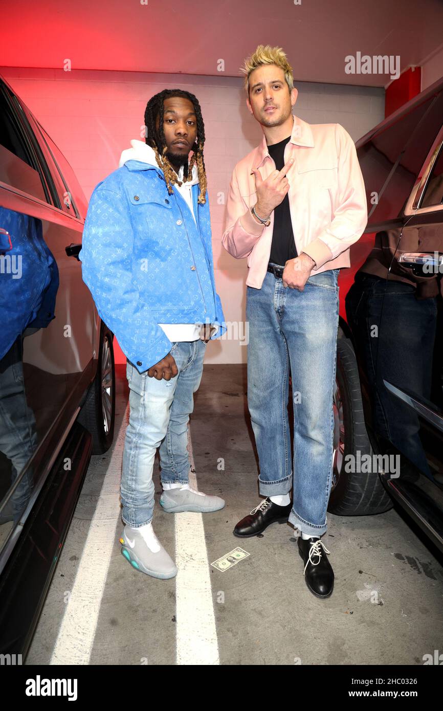 Los Angeles, Ca. 21st Dec, 2021. Offset and G-Eazy at Offset's 30th Birthday Party hosted by Cardi B at Sneakertopia LA in Los Angeles, California on December 21, 2021. Credit: Walik Goshorn/Media Punch/Alamy Live News Stock Photo