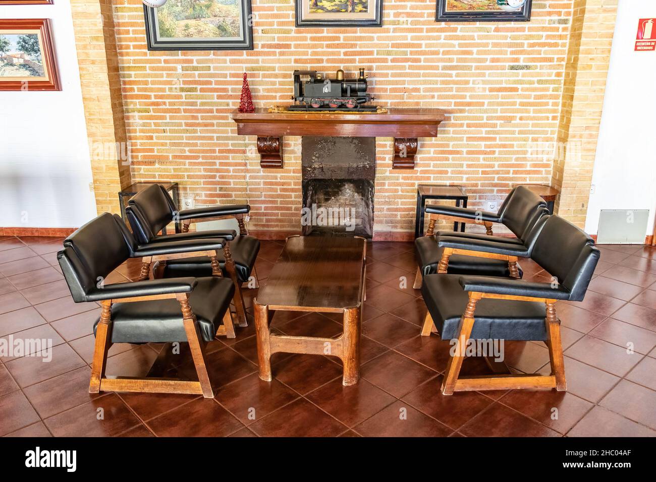 Huelva, Spain - December 18, 2021: Inside of old Bella Vista men's only club for the British staff of the Rio Tinto Company Limited. Victorian English Stock Photo